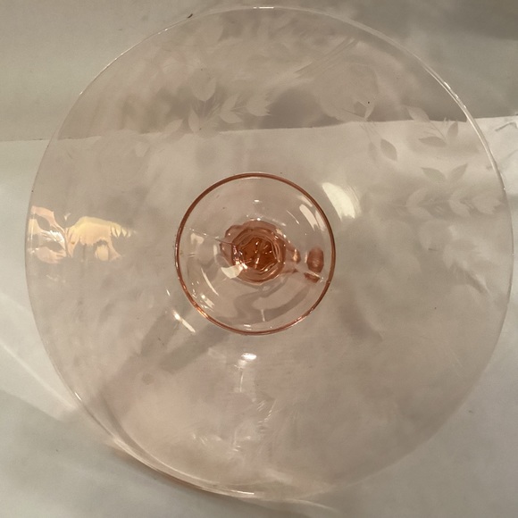 Pink glass hopes handle sandwich plate - Picture 4 of 5